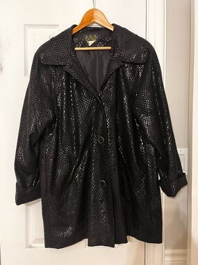 Black Textured Trench Coat